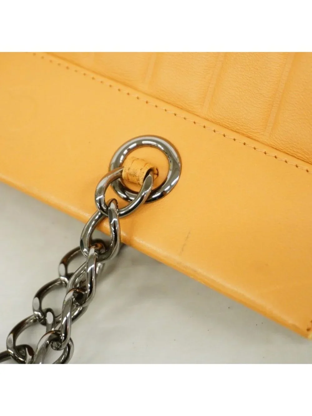 Chanel Chain Tote Bag Lambskin Beige Silver